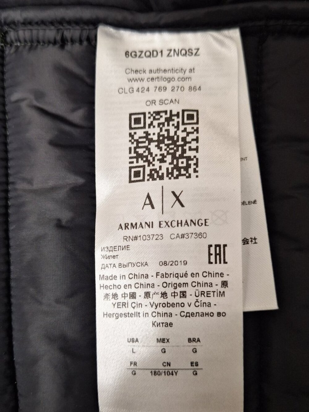 Armani Exchange Men's Black and White Vest Size L - Picture 3 of 5